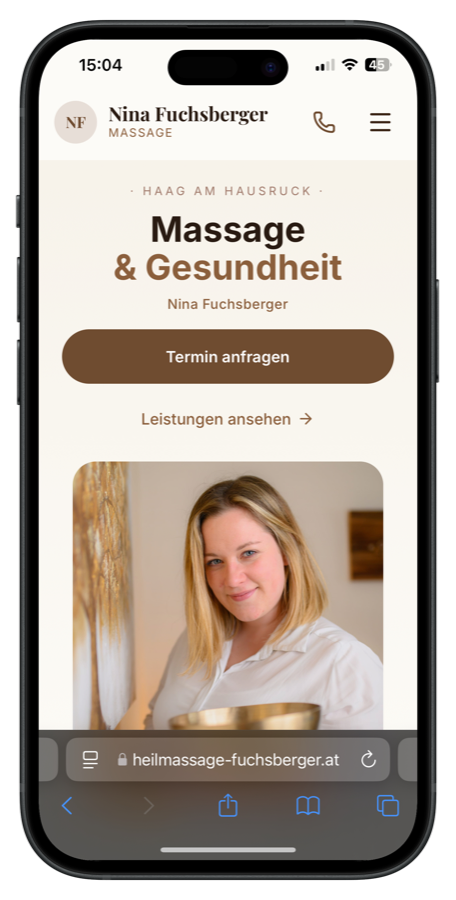 Ninas Website auf dem Handy